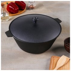 Кастрюля литая чугунная 4 л с алюминиевой крышкой 2755029 Камская Посуда