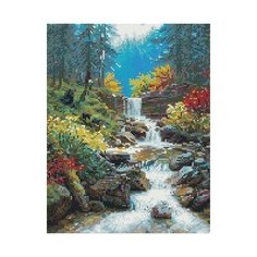 Алмазная мозаика Мишки у водопада, PaintBoy 40x50 см.