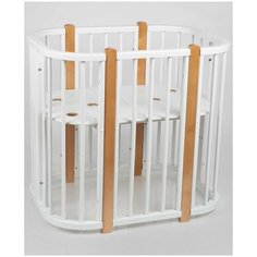 Детская кроватка трансформер SoftSpace Eco 5в1, 120х60 см, 85х60 см, Береза, цвет Белый/Бук