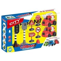 Shenzhen toys Набор Строительная техника пожарные (свет,звук)в коробке