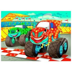 Рыжий кот Мозаика из страз Два больших джипа