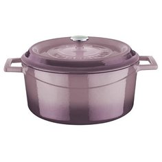 Эмалированная чугунная кастрюля 24 см. 4,49 л. фиолетовая Lava LV Y TC 24 K2 P