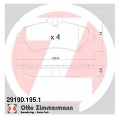 Комплект тормозных колодок Zimmermann 29190.195.1 для Mercedes SPRINTER 906; VW CRAFTER 3035 2E, CRAFTER 3050 2E,