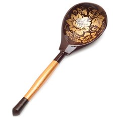 Ложка деревянная " Золотая кудрина" коричневая, дерево, 12 гр, размер: 14,5х3,7х2 мм, Без упаковки Ажна