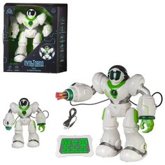 Робот на радиоуправлении JUNFA Пультовод белый свет, звук, движение, с русским озвучанием, в коробке, 42х41х15 см.