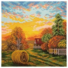 Алмазная мозаика Осенний закат, Фрея 24x24 см.