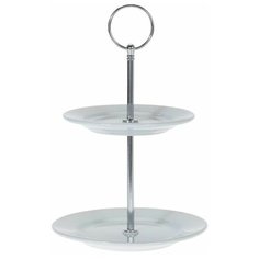 Этажерка для сервировки сэмпличе, фарфор, белая, 2 яруса, 21,5х15 см, Koopman International 795880090