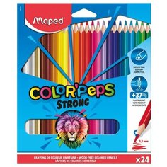 Карандаши цветные пластиковые Maped "ColorPepes Strong" 24цв.,трехран., заточен., картон, европ. (арт. 301887)