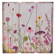 Винтажное настенное панно уютная лужайка, дерево, 40x40 см, Kaemingk 862227-2