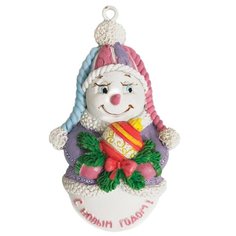 Елочное украшение из полирезины "Снеговик с игрушкой", 7,5*4,5*1,7см (арт. 265402) Феникс Present