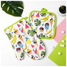 Кух. набор 2 пр. Доляна "Summer", прихватка 16*16 см, рукавица 25*16 см,100% п/э 3840615
