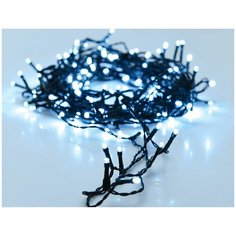 Гирлянда зимние капельки 96 холодных белых LED- огней, 7+0.5 м, контроллер, таймер, чёрный провод, батарейки, уличная, Ko Koopman International