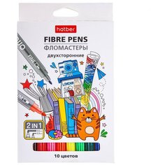 Фломастеры Hatber DUO 10 цветов, двухсторонние