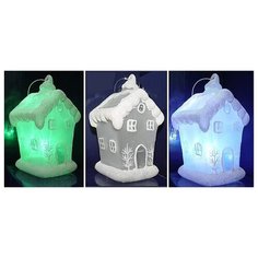 Заснеженный домик с LED - светодиодной подсветкой (RGB), 7х6х11 см, батарейки, SNOWHOUSE GM3135-4