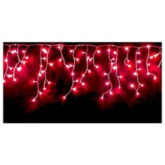Электрогирлянда сосульки 120 красных LED огней, 3х0,4 м, контроллер, коннектор, прозрачный провод, царь елка 120- icicle-