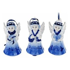 Елочное украшение ангел в бело-голубых тонах, фарфор, 10 см, асс.3, Koopman International 942157/AAA502250