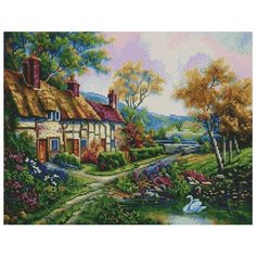 Алмазная мозаика Цветущая деревушка, PaintBoy 40x50 см.