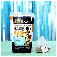 Зелёный чай sencha в пирамидках «Слишком много работы?», 10 шт / Сладкий подарок Фабрика Счастья