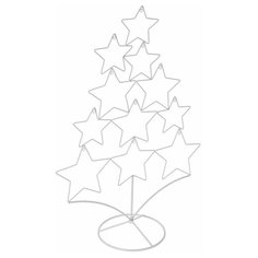 Подставка для украшений ёлочка из звёздочек, металл, белая, 42х18х60 см, Koopman International AAE318080