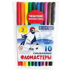 Фломастеры Centropen "Пингвины", 10цв., смываемые, ПВХ (арт. 002716)