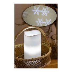 Свеча- проектор танец снежинок, белая, 4 холодных белых LED- огня, 15 см, таймер, батарейки, Kaemingk 482873