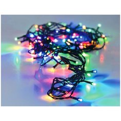 Гирлянда цветные капельки 192 разноцветных LED- огней, 14.4+0.5 м, контороллер, таймер, чёрный провод, батарейки, уличная Koopman International