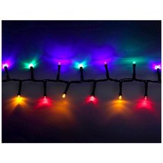 Гирлянда LUСA SNAKE 200 разноцветных LED- огней, 4+3 м, батарейки, таймер, зеленый PVC провод, уличная, Edelman 1070859