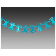 Гирлянда колокольчики из фольги матовая, бирюзовая, 2.1 м, Holiday Classics B603MT