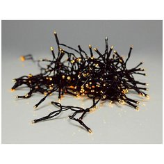 Гирлянда капельки света 192 тёплых белых LED- огня, 14.4+0.5 м, контроллер, таймер, чёрный провод, батарейки, уличная, Ko Koopman International