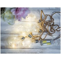 Ретро гирлянда- гроздь чарминг лайт, 5 ламп, 15 тёплых белых микро LED- огней, 70 см, батарейки, Koopman International AX3
