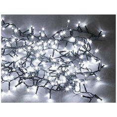 Гирлянда LUСA SNAKE 200 холодных белых LED- огней, 4+3 м, батарейки, таймер, зеленый PVC провод, уличная, Edelman 1070857