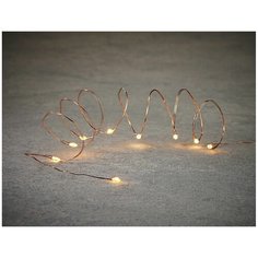 Гирлянда роса, 20 экстра тёплых белых LED- огней, 2 м, серебряный провод, батарейки, Edelman 372520