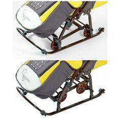 0923-Р14 Санки-коляска скользяшки "Мозаика" голубой-васильковый-белый RT