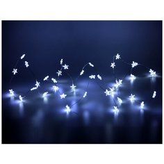 Гирлянда микро звёздочки, 40 холодных белых mini LED- огней, 2 м, серебристый провод, батарейки, Koopman International AX
