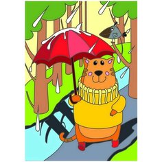 Набор для творчества LORI Картина по номерам для малышей Котик с зонтиком