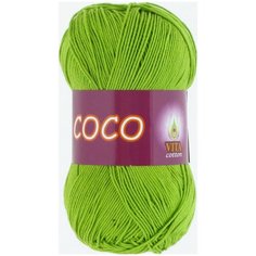 Пряжа Vita Coco (Коко) 3861 ярко-зеленый 100% мерсеризованный хлопок 50г 240м 10шт
