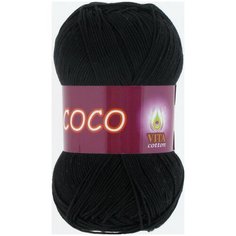 Пряжа Vita Coco (Коко) 3852 черный 100% мерсеризованный хлопок 50г 240м 10шт
