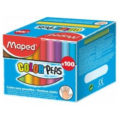 Мел цветной, круглый, специальная формула "без грязи", 10 цветов, 100 шт MAPED COLORPEPS