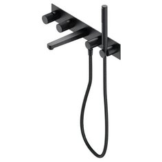 Встраиваемый смеситель для ванны Omnires Contour (CT8037/1AT) на 2 источника, с изливом, с ручным душем, механизм в комплекте, антрацит