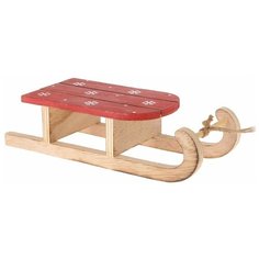 Ёлочная игрушка санки со снежинками, дерево, красные, 21.5 см, Koopman International DH8005190-красные