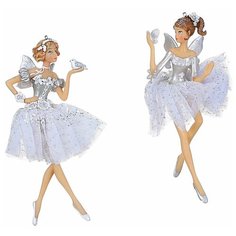 Ёлочная игрушка балерина - снежная ФЕЯ С бабочкой, полистоун, тюль, 4х2х6 см, Edelman 1078496-бабочка