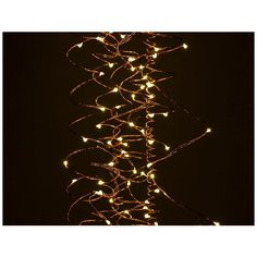 Гирлянда конский хвост, 160 экстра тёплых белых mini LED- ламп, 8*2 м+50 см, золотистый провод, батарейки, Koopman Intern