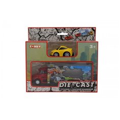 Набор FUNKY TOYS FT61053 грузовик + машинка die-cast желтая, спусковой механизм 1:60