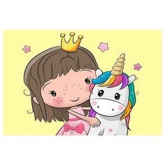 Алмазная мозаика Принцесса и единорожек, ТМ Цветной 30x40 см.