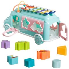 Игрушка развивающая Bondibon "Сортер. Автобус с ксилофоном" (голубой)