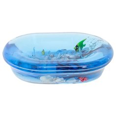 Мыльница настольная Морская Рыбка пластик цвет голубой Аквалиния