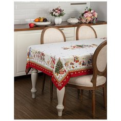 Скатерть с новым годом 160х220см , красный, твил Santalino (850-725-22)