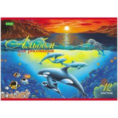Альбом для рисования Hatber ECO Дельфины 12 листов, А4