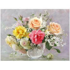 Картина мозаикой 40х50 без подрамника Бузин. Акварельный букет Molly ( KM0242 )