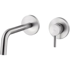 Смеситель Paffoni, серии LIGHT, для раковины встраиваемый, накладки диам.70мм, излив 245мм,Steel looking LIG007ST70